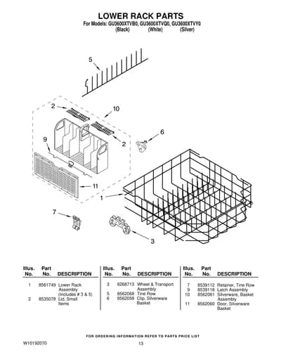 LOWER RACK PARTS