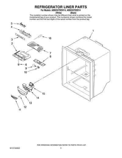 REFRIGERATOR LINER PARTS