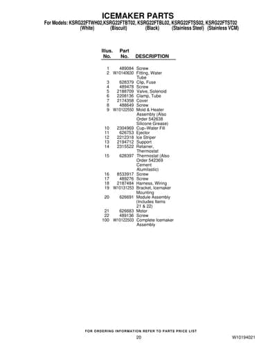 ICEMAKER PARTS