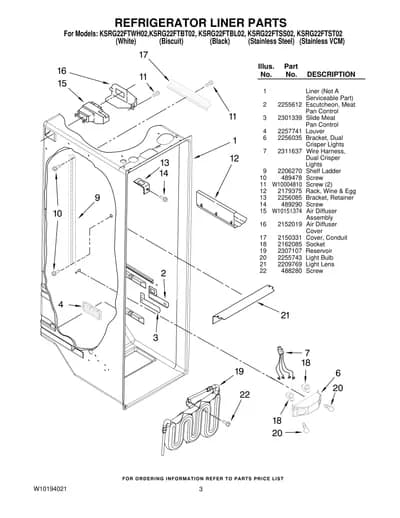 REFRIGERATOR LINER PARTS