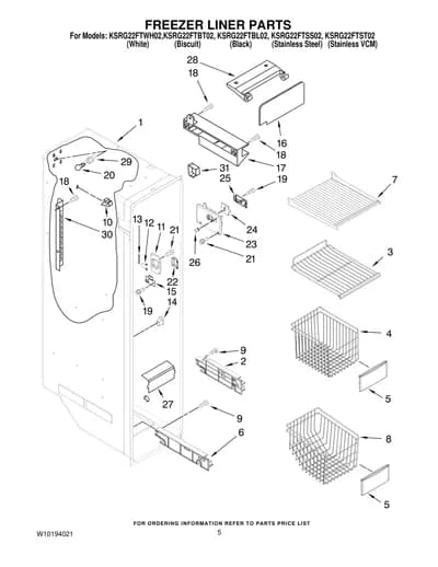 FREEZER LINER PARTS