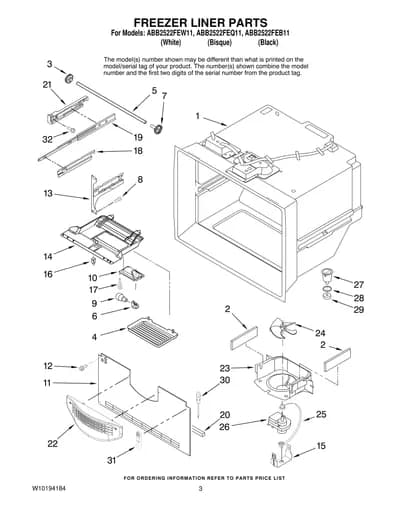 FREEZER LINER PARTS