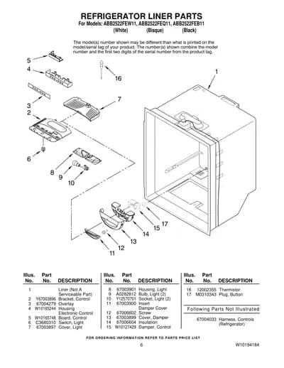 REFRIGERATOR LINER PARTS
