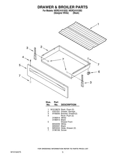 DRAWER & BROILER PARTS