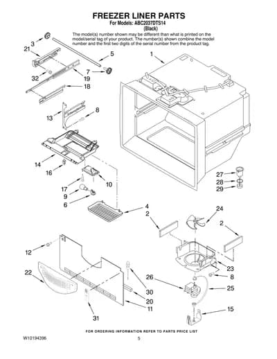 FREEZER LINER PARTS