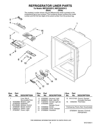 REFRIGERATOR LINER PARTS
