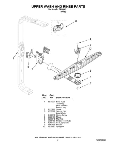 UPPER WASH AND RINSE PARTS