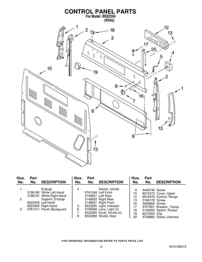 CONTROL PANEL PARTS