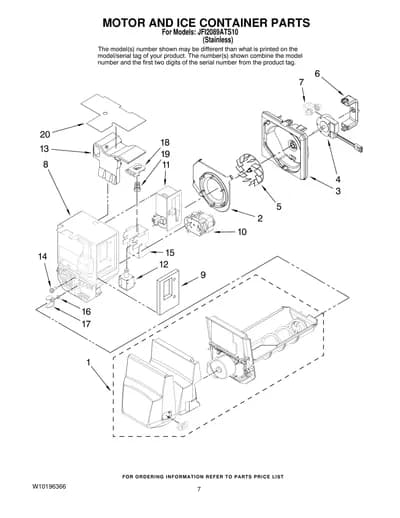 MOTOR AND ICE CONTAINER PARTS