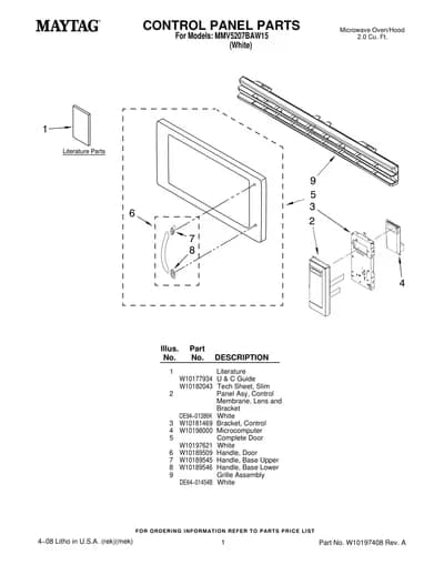 CONTROL PANEL PARTS