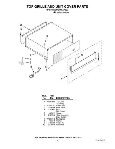 TOP GRILLE AND UNIT COVER PARTS