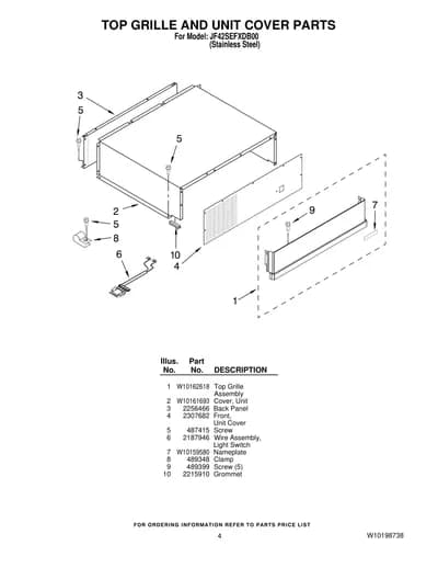 TOP GRILLE AND UNIT COVER PARTS