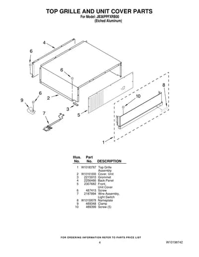 TOP GRILLE AND UNIT COVER PARTS