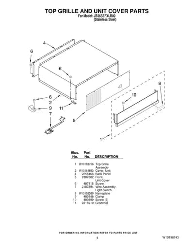 TOP GRILLE AND UNIT COVER PARTS