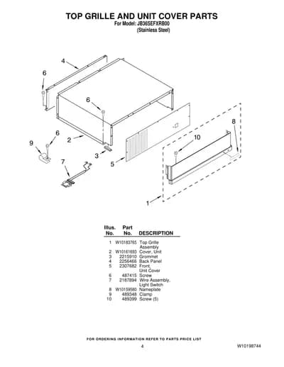 TOP GRILLE AND UNIT COVER PARTS