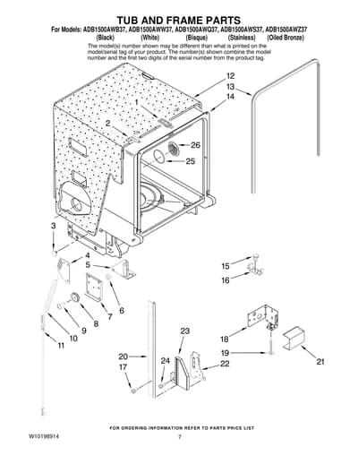 TUB AND FRAME PARTS