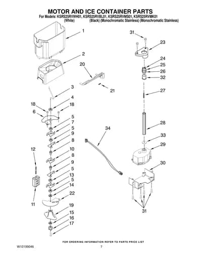 MOTOR AND ICE CONTAINER PARTS