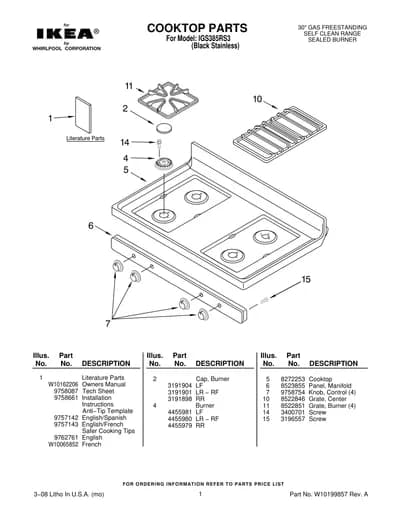 COOKTOP PARTS
