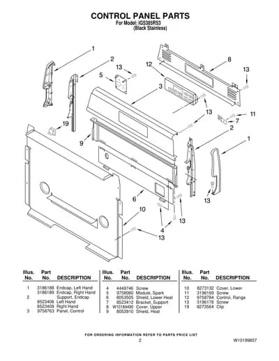 CONTROL PANEL PARTS