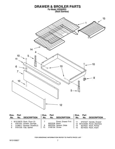 DRAWER & BROILER PARTS