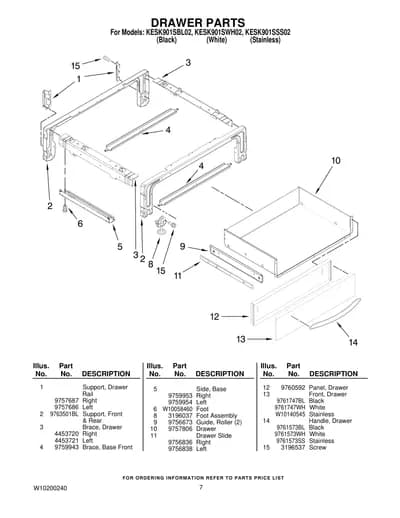 DRAWER PARTS