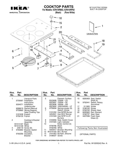 COOKTOP PARTS