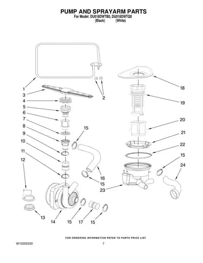PUMP AND SPRAYARM PARTS