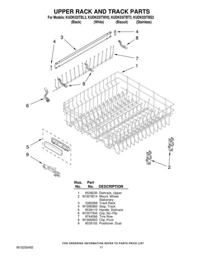 UPPER RACK AND TRACK PARTS