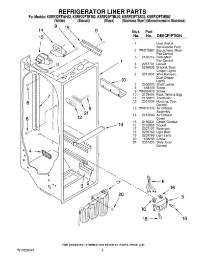 REFRIGERATOR LINER PARTS