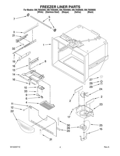 FREEZER LINER PARTS