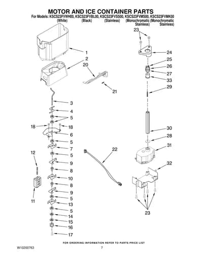 MOTOR AND ICE CONTAINER PARTS