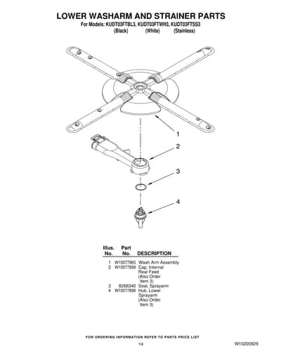 LOWER WASHARM AND STRAINER PARTS