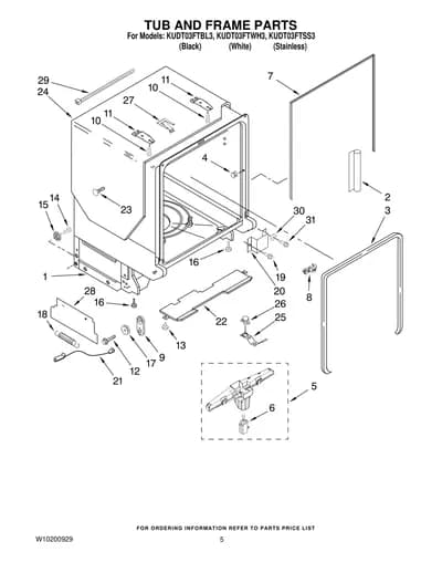 TUB AND FRAME PARTS
