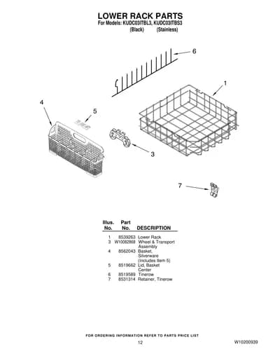 LOWER RACK PARTS