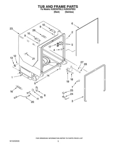 TUB AND FRAME PARTS