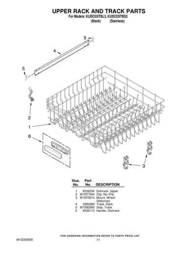 UPPER RACK AND TRACK PARTS