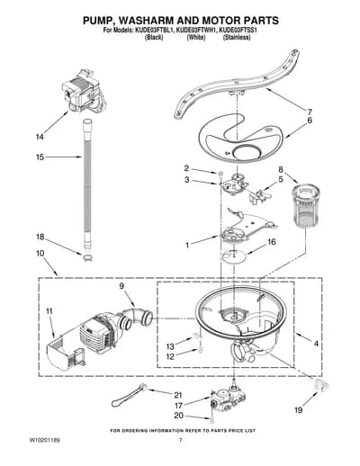 PUMP, WASHARM AND MOTOR PARTS