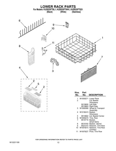 LOWER RACK PARTS