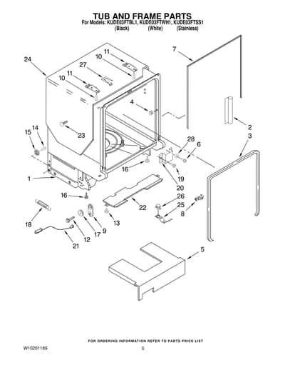TUB AND FRAME PARTS