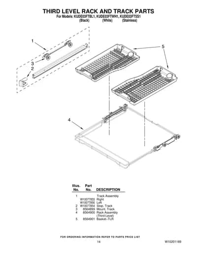 THIRD LEVEL RACK AND TRACK PARTS