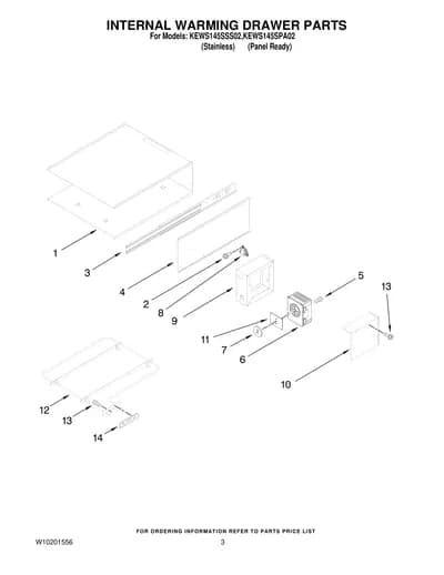 INTERNAL WARMING DRAWER PARTS