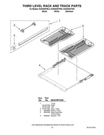 THIRD LEVEL RACK AND TRACK PARTS