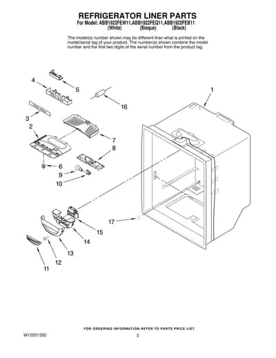 REFRIGERATOR LINER PARTS