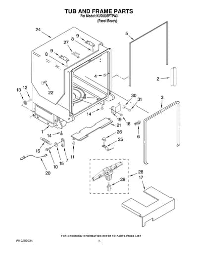 TUB AND FRAME PARTS
