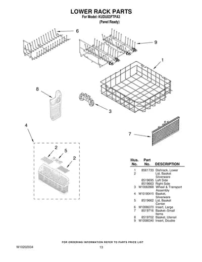 LOWER RACK PARTS
