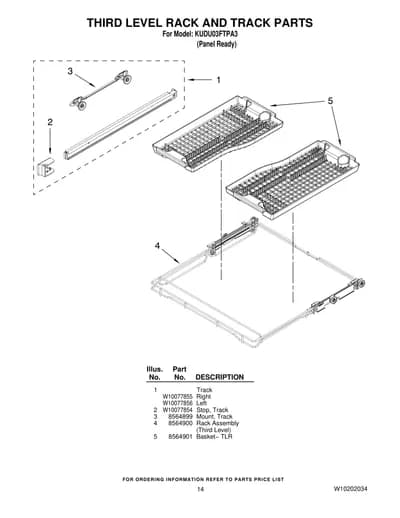 THIRD LEVEL RACK AND TRACK PARTS