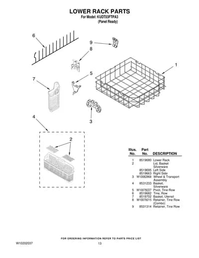 LOWER RACK PARTS