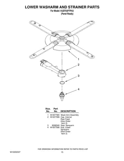 LOWER WASHARM AND STRAINER PARTS