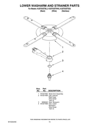 LOWER WASHARM AND STRAINER PARTS