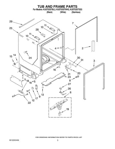 TUB AND FRAME PARTS